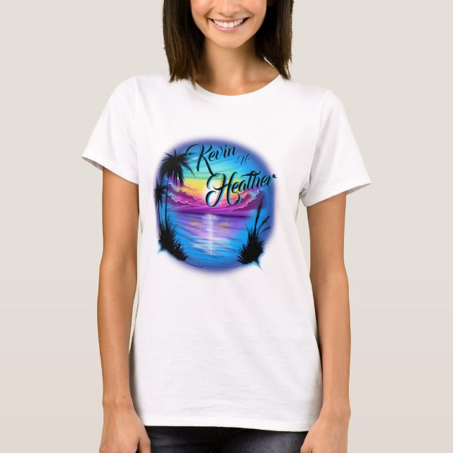 Airbrush Beach Scene T-Shirt (Front)