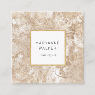 airbrushed gold salon hairstylist elegant square business card