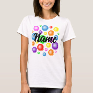 Airbrushed Personalised name with rainbow bubbles T-Shirt