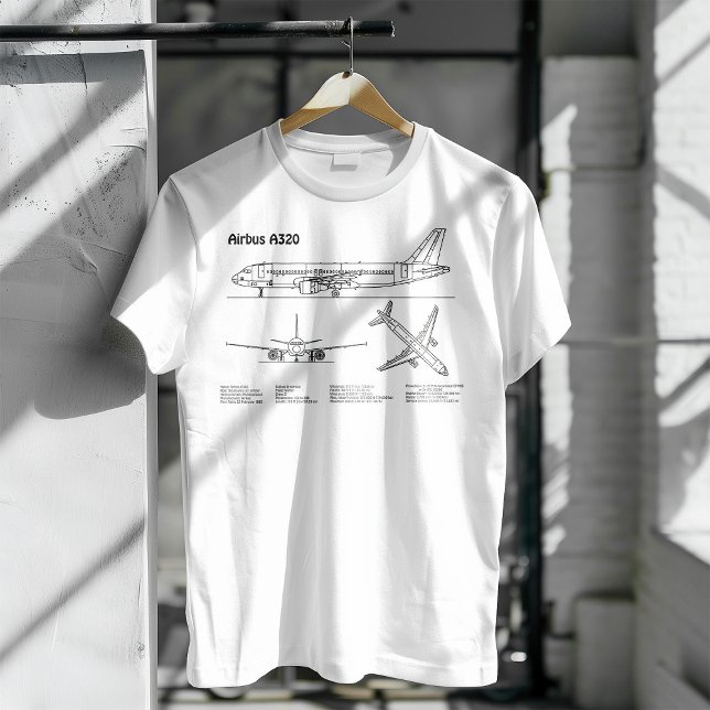 Airbus A320 - Aeroplane Blueprint Drawing Plans BD T-Shirt (Creator Uploaded)