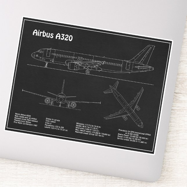 Airbus A320 - Aeroplane Blueprint Drawing Plans PD (Airbus A320 - Airplane Blueprint Drawing Plans PD. Sticker)