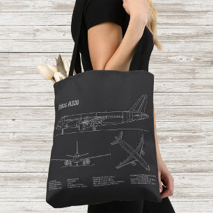 Airbus A320 - Aeroplane Blueprint Drawing Plans PD Tote Bag