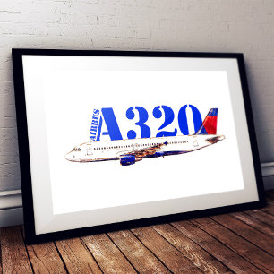 Airbus a320 Aeroplane Watercolor drawing Poster