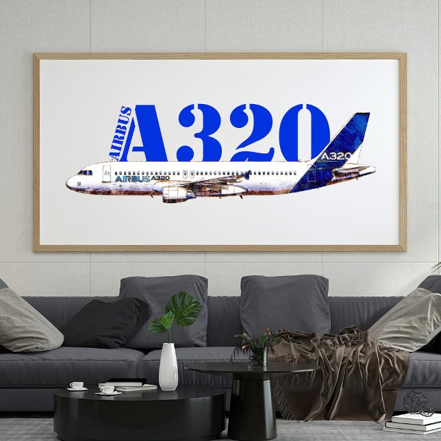 Airbus A320 Aircraft Watercolor drawing Profile Photo Print (Creator Uploaded)