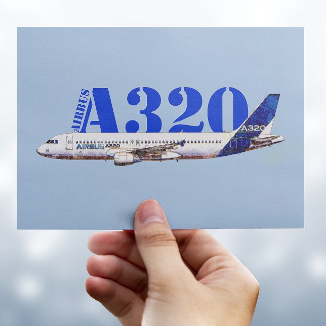Airbus A320 Aircraft Watercolor drawing Profile Postcard (Creator Uploaded)