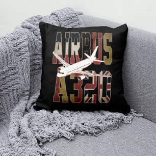 Airbus a320 Jetliner. Vintage European Flags Cushion