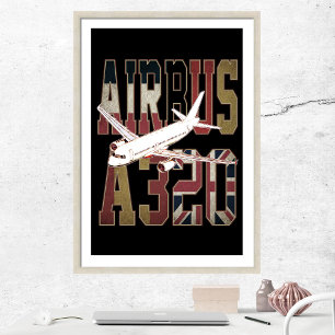 Airbus a320 Jetliner. Vintage European Flags Photo Print
