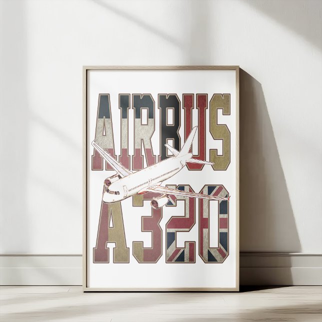 Airbus a320 Jetliner. Vintage European Flags Poster (Airbus a320 Jetliner. Vintage European Flags. Poster)