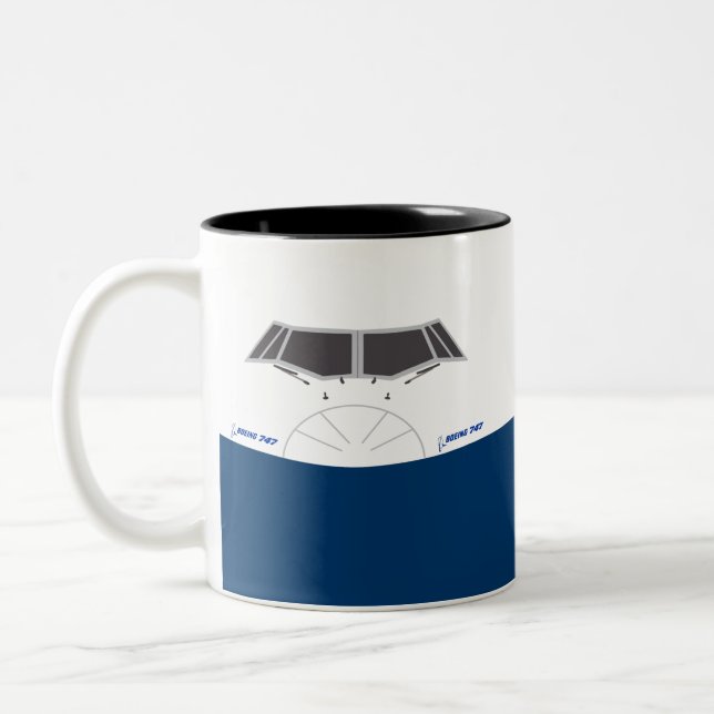 Airbus A350 nose front view Two-Tone Coffee Mug (Left)