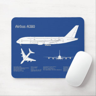 Airbus a380 - Aeroplane Blueprint Drawing Plans AD Mouse Pad