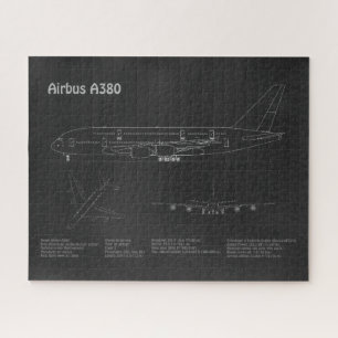 Airbus a380 - Aeroplane Blueprint Drawing Plans PD Jigsaw Puzzle