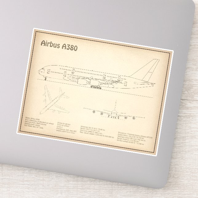 Airbus a380 - Aeroplane Blueprint Drawing Plans SD (Detail)