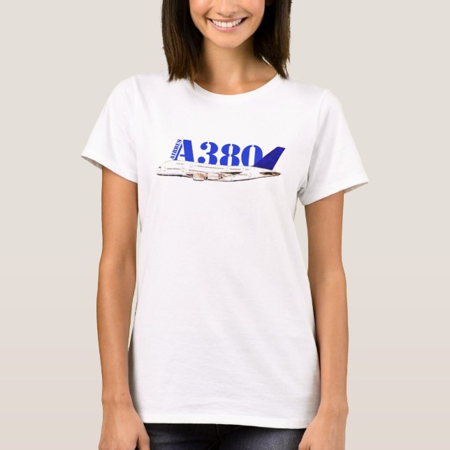 Airbus A380 Aeroplane Watercolor drawing T-Shirt (Front)