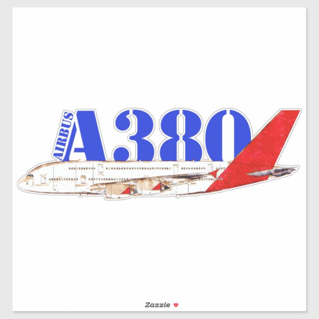 Airbus A380 Illustration with Bold Red Tail Design (Sheet)