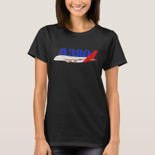 Airbus A380 Illustration with Bold Red Tail Design T-Shirt