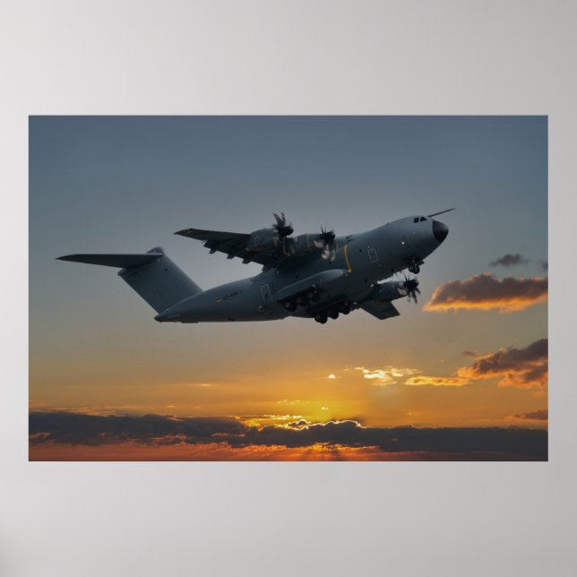 Airbus A400M At Sunset Poster (Front)