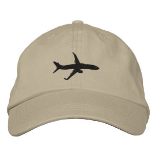 Aircraft Airliner Jet Silhouette Flying Embroidery Embroidered Hat