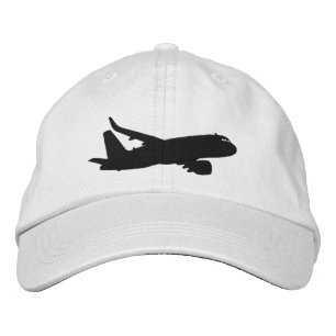 Aircraft Airliner Jet Silhouette Flying Embroidery Embroidered Hat