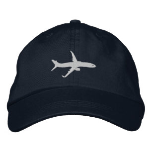 Aircraft Airliner Jet Silhouette Flying Embroidery Embroidered Hat