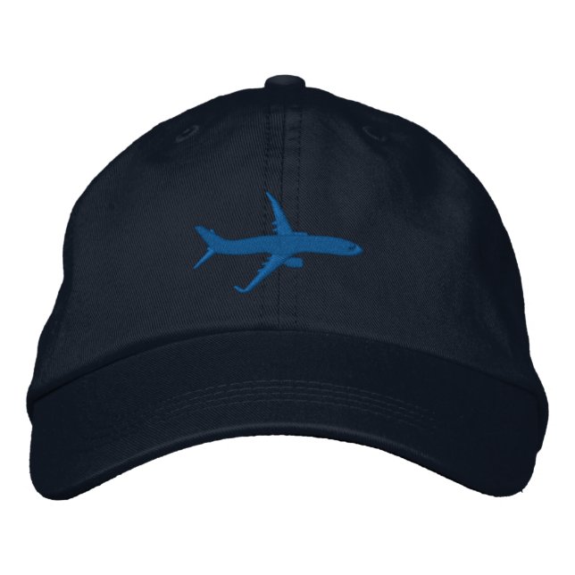 Aircraft Airliner Jet Silhouette Flying Embroidery Embroidered Hat (Front)