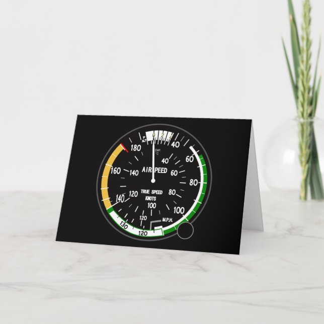 Aircraft Airspeed Indicator Flight Instrument Card (Front)