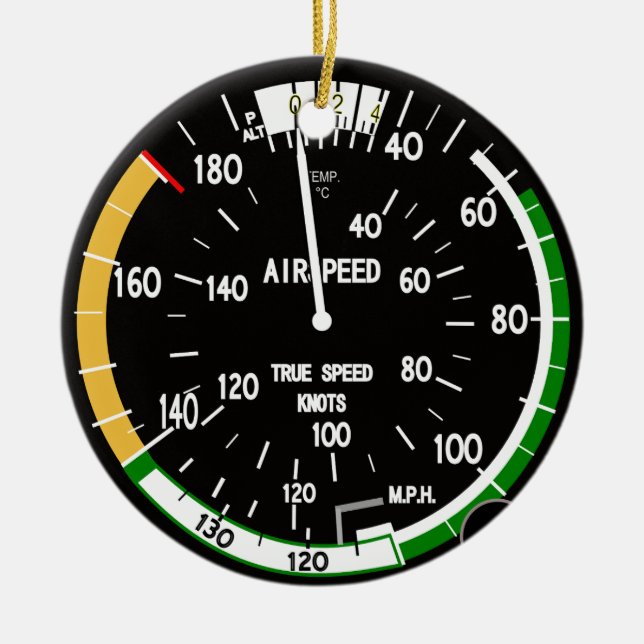 Aircraft Airspeed Indicator Flight Instrument Ceramic Ornament (Front)