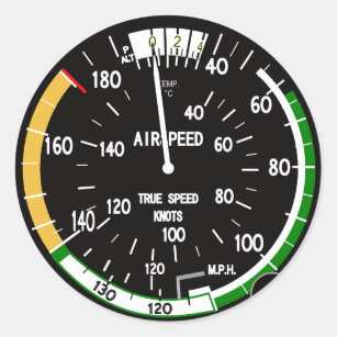 Aircraft Airspeed Indicator Flight Instrument Classic Round Sticker