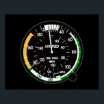 Aircraft Airspeed Indicator Flight Instrument Poster<br><div class="desc">The airspeed indicator also known as the airspeed gauge is an important readout on the aircraft flight instrument panel. It shows true airspeed in knots for the plane. It works by comparing the difference in air pressure from the static port and total pressure from the pitot tube. Makes a great...</div>