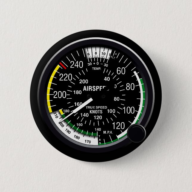 Aircraft Airspeed Indicator Gauge 6 Cm Round Badge (Front)