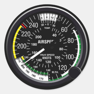 Aircraft Airspeed Indicator Gauge Classic Round Sticker