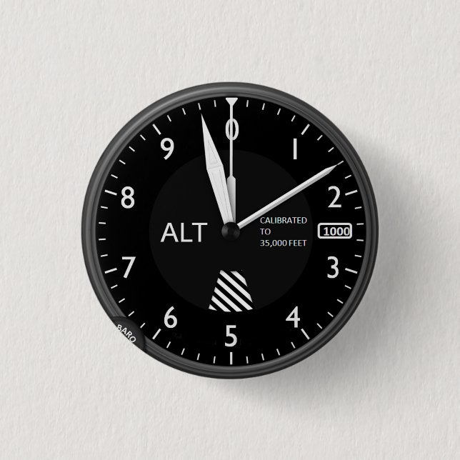 Aircraft Altimeter 3 Cm Round Badge (Front)
