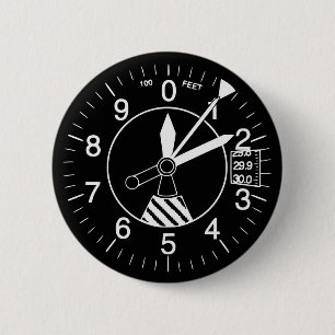Aircraft Altimeter Gauge 6 Cm Round Badge