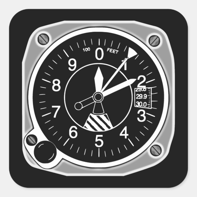Aircraft Altimeter Instrument Square Sticker (Front)