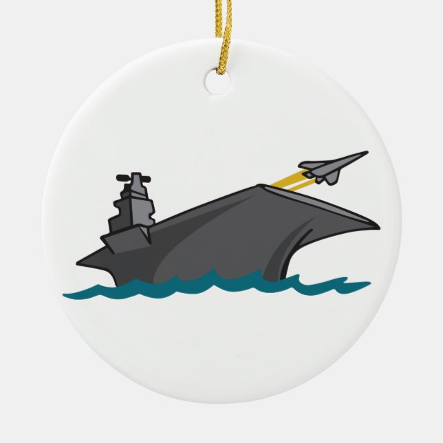 Aircraft Carrier Ceramic Ornament (Front)
