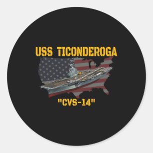 Aircraft Carrier Uss Ticonderoga Cvs-14 Veterans D Classic Round Sticker