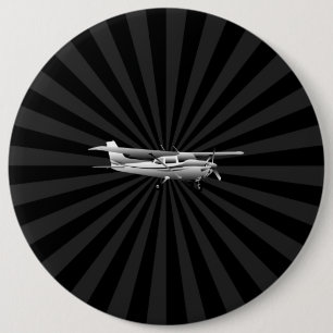 Aircraft Cessna Silhouette Flying Black Burst 6 Cm Round Badge