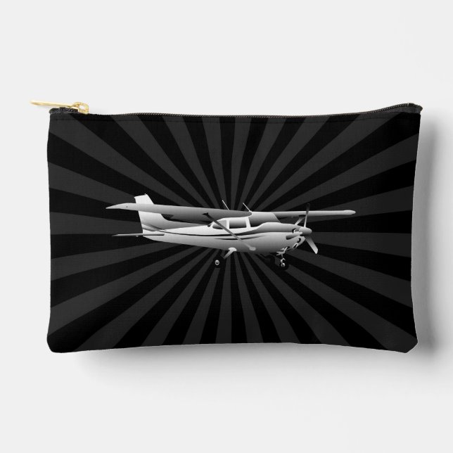 Aircraft Cessna Silhouette Flying Sunburst Decor Accessory Pouch (Front)