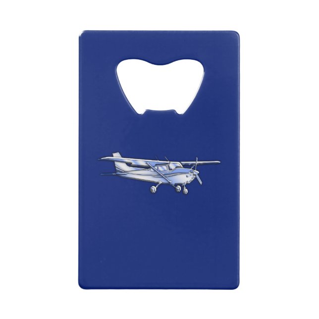 Aircraft  Chrome Cessna Silhouette Flying on Blue (Front)