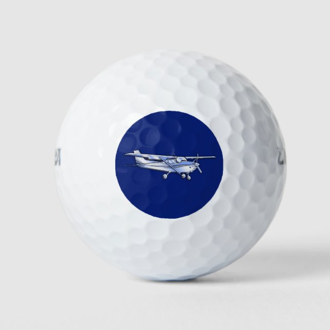 Aircraft  Chrome Cessna Silhouette Flying on Blue Golf Balls (Front)