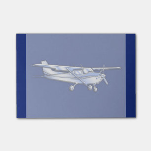 Aircraft  Chrome Cessna Silhouette Flying on Blue Post-it Notes