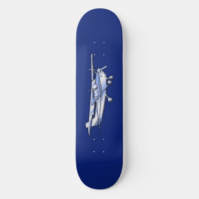 Aircraft  Chrome Cessna Silhouette Flying on Blue Skateboard (Front)