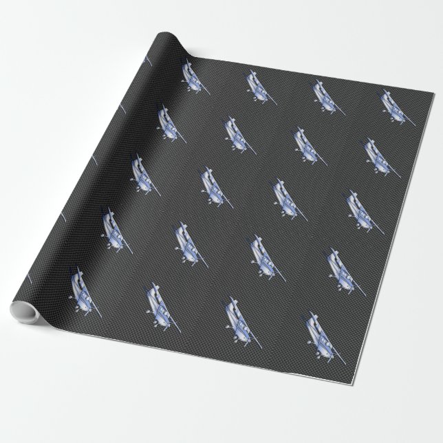 Aircraft Chrome Like Cessna Black Carbon Fiber Wrapping Paper (Unrolled)