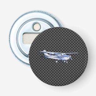 Aircraft Chrome Like Cessna Black Carbon Fibre Bottle Opener