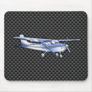 Aircraft Chrome Like Cessna Black Carbon Fibre Mouse Pad