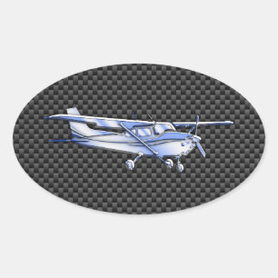 Aircraft Chrome Like Cessna Black Carbon Fibre Oval Sticker