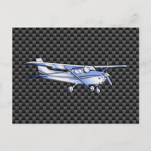 Aircraft Chrome Like Cessna Black Carbon Fibre Postcard (Front)