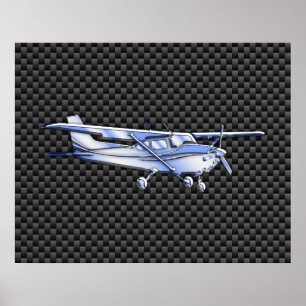 Aircraft Chrome Like Cessna Black Carbon Fibre Poster