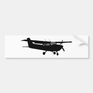 Aircraft Classic Cessna Black Silhouette Flying Bumper Sticker