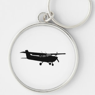Aircraft Classic Cessna Black Silhouette Flying Key Ring