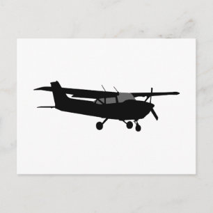 Aircraft Classic Cessna Black Silhouette Flying Postcard